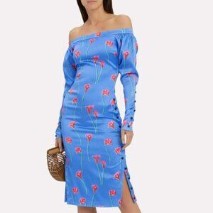 Caroline Constas Pre-fall NY 2019 Collection Dania Lilly Dress in Blue XS $598